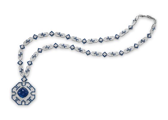 Bulgari sapphire and diamond sautoir, a gift from Richard Burton upon the occasion of Elizabeth Taylor's 40th birthday, sold at Christie's in 2011. (Christie's)