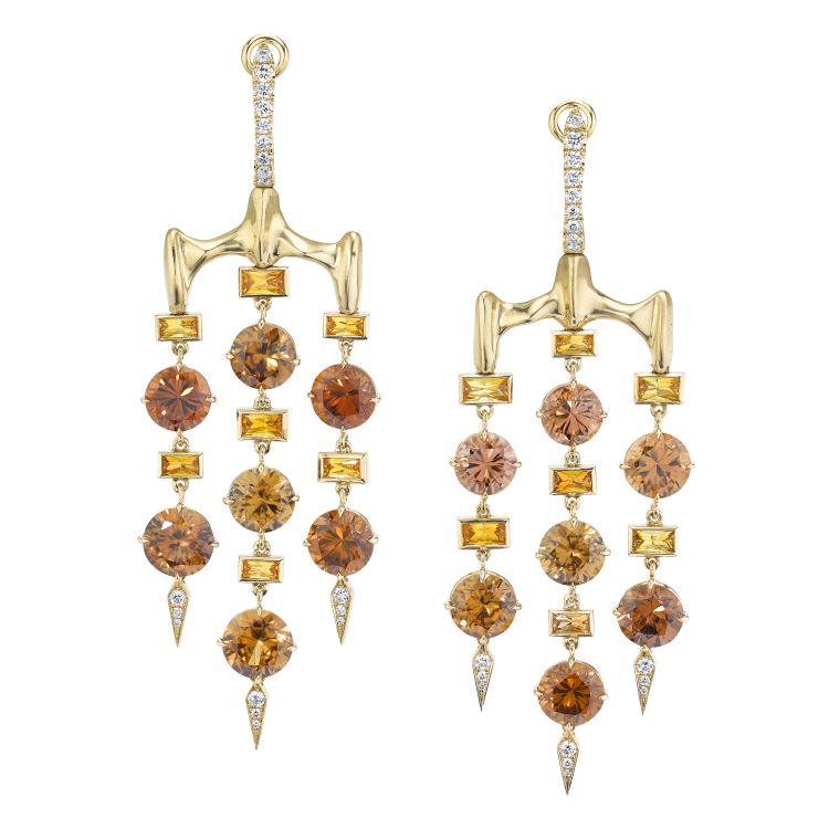 Vram Oak Chrona earrings set with zircons, diamonds and sapphires. (Vram)