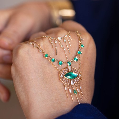 Celine Daoust emerald and diamond necklaces. (Celine Daoust)