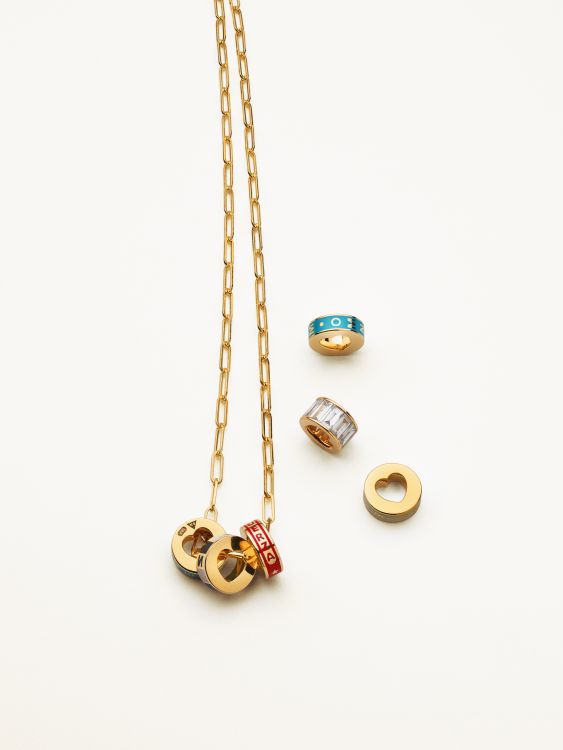 Foundrae Heart beat beads in 18-karat gold decorated with enamel and diamonds. (Foundrae)