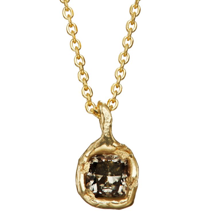     Ellis Mhairi Cameron nugget pendant necklace in 14 karat yellow gold and a single diamond. (Ellis Mhairi Cameron)  
