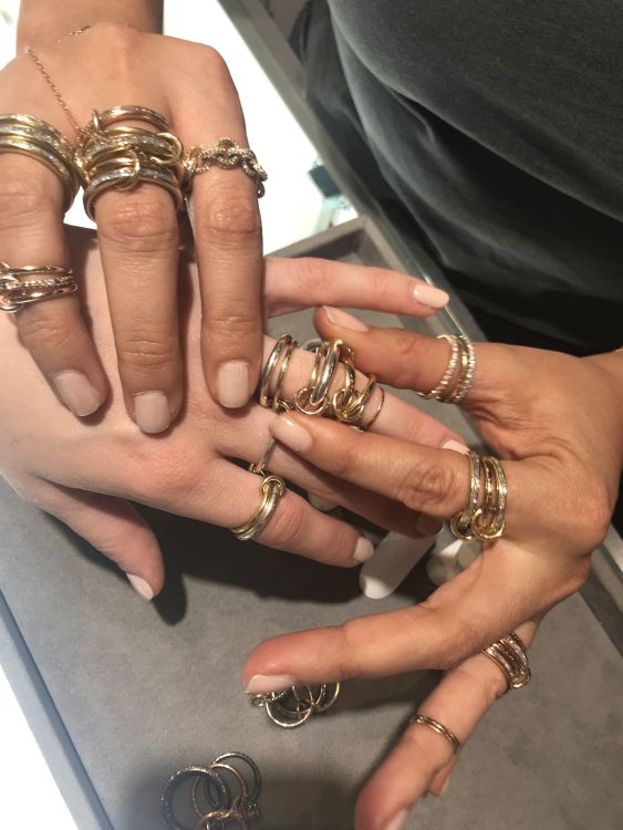 Wearing Spinelli Kilcollin rings at the Couture show in 2018. (Francesca Simons)