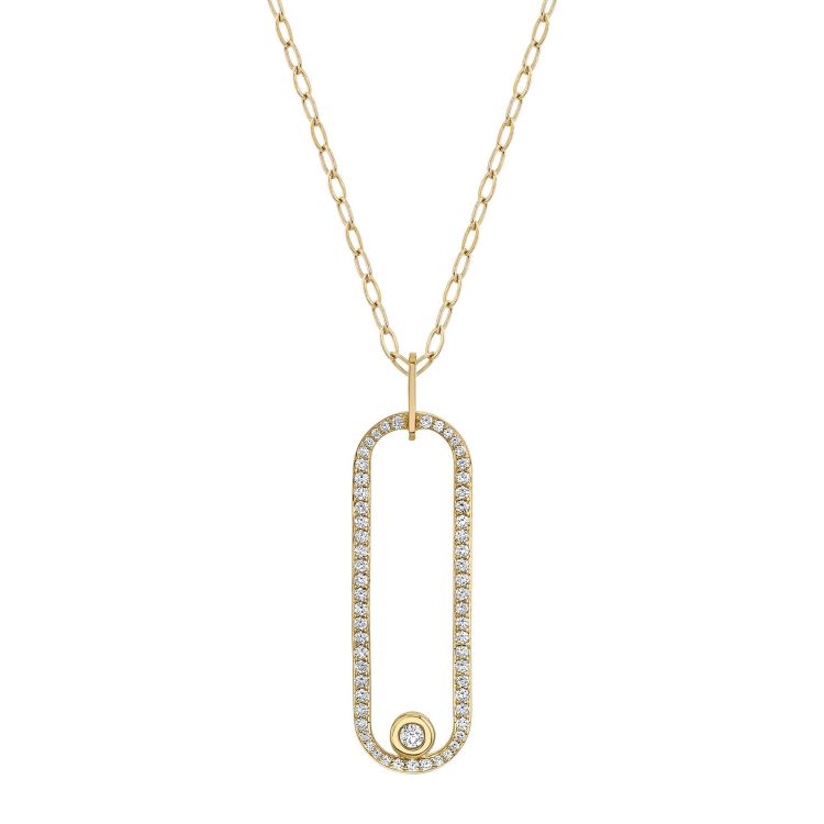 Michael M Longline Link diamond pendant necklace in 14-karat yellow gold available at Mitchum Jewelers. (Mitchum Jewelers)