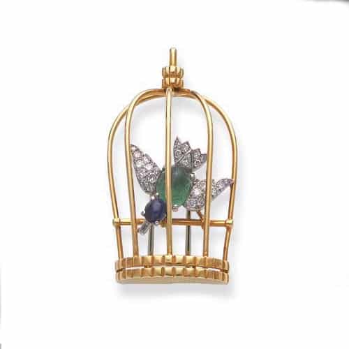 Cartier Bird in Cage pin. (Christie’s)