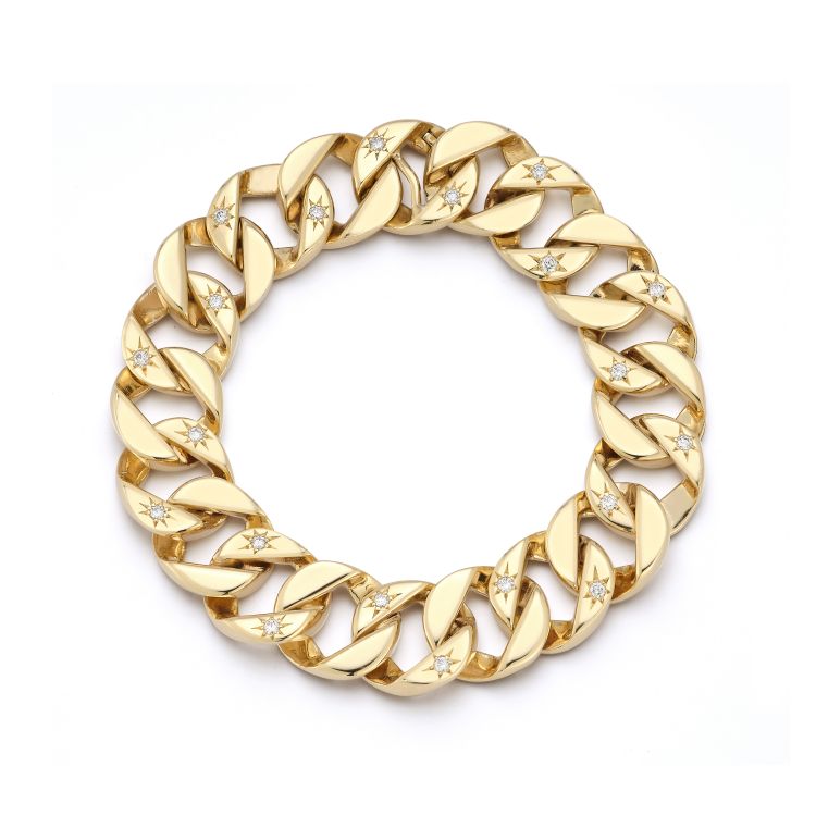 Jemma Wynne Anniversary Curb Link bracelet with diamonds in 18-karat yellow gold. (Jemma Wynne)