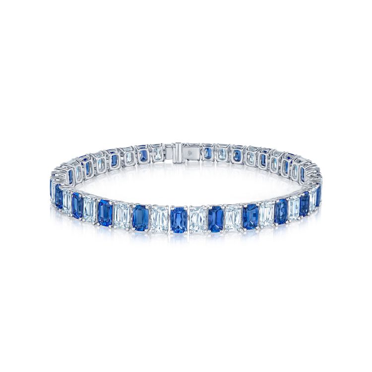 Kwiat Ashoka line platinum bracelet with diamonds and sapphires. (Kwiat)