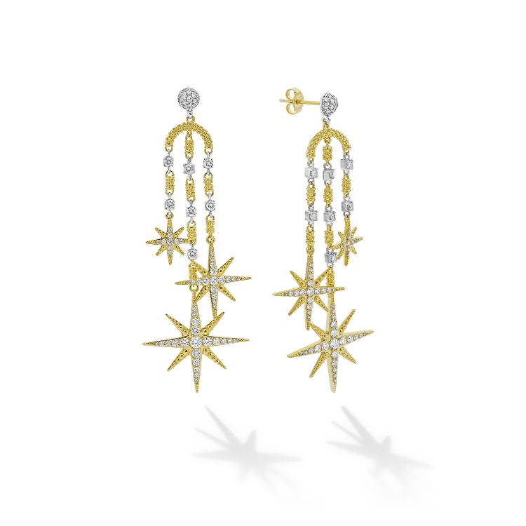 Lagos North Star earrings with diamonds in 18 karat-yellow gold. (Lagos)
