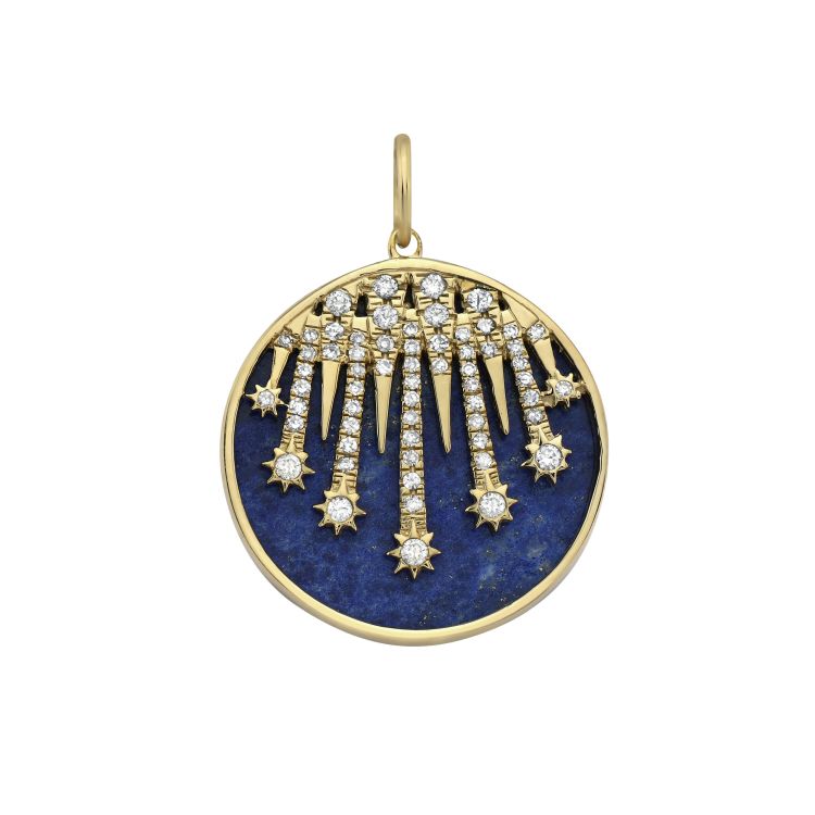 Stella Shooting Stars medallion with lapis lazuli and diamonds in 14 karat gold.