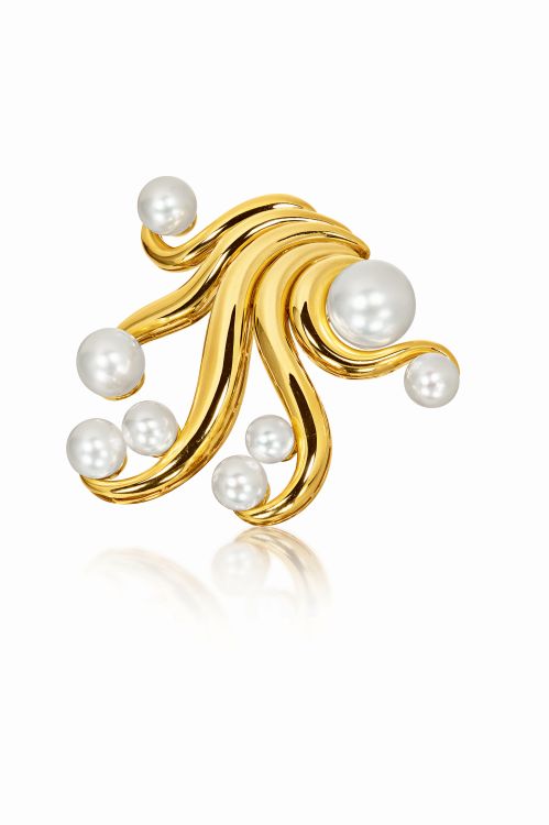 Vendura Octopus convertible brooch and pendant necklace in pearl and gold (Vendura)