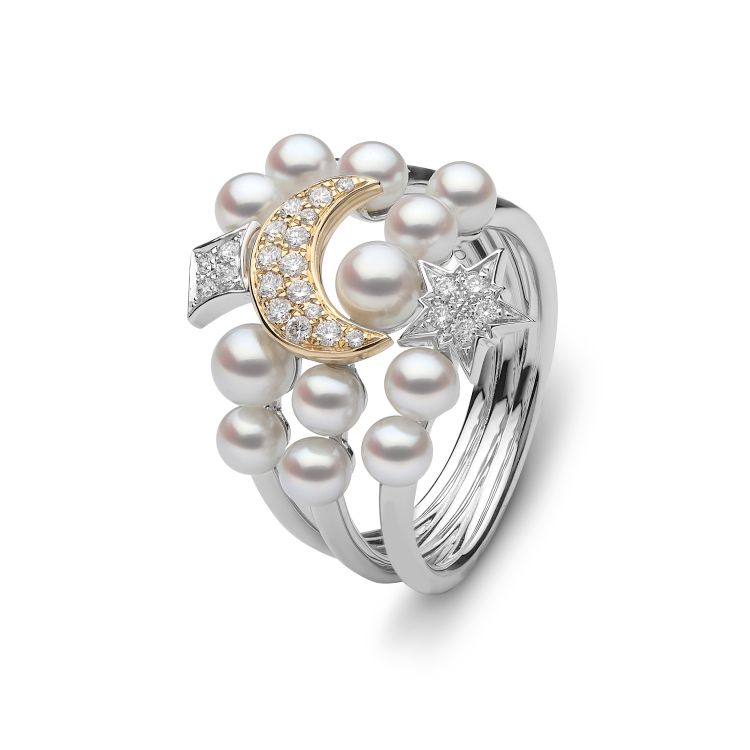 Yoko London diamond and pearl ring in 18-karat white and yellow gold. (Yoko London)