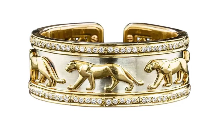 Cartier Panthère gold cuff. (Lang Antiques)