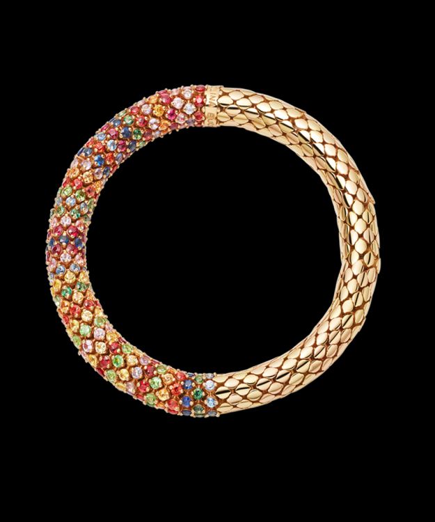 Carolina Bucci Twister Luxe bracelet in 18-karat gold with colored gems. (Carolina Bucci)